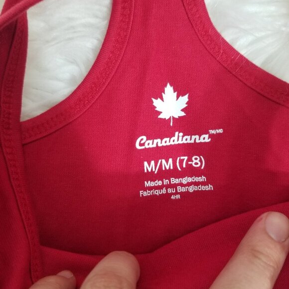 Canadiana NEW Red Sleeveless Maple Leaf Heartbeat 100% Cotton Graphic Tank NWT - Picture 6 of 9